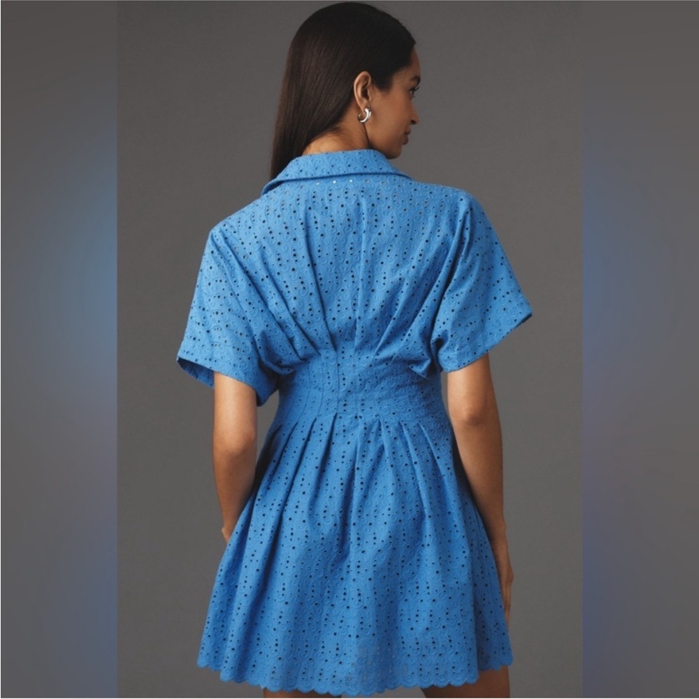 Tobie Button Front shirt dress from Anthropologie :Blue Eyelet edition